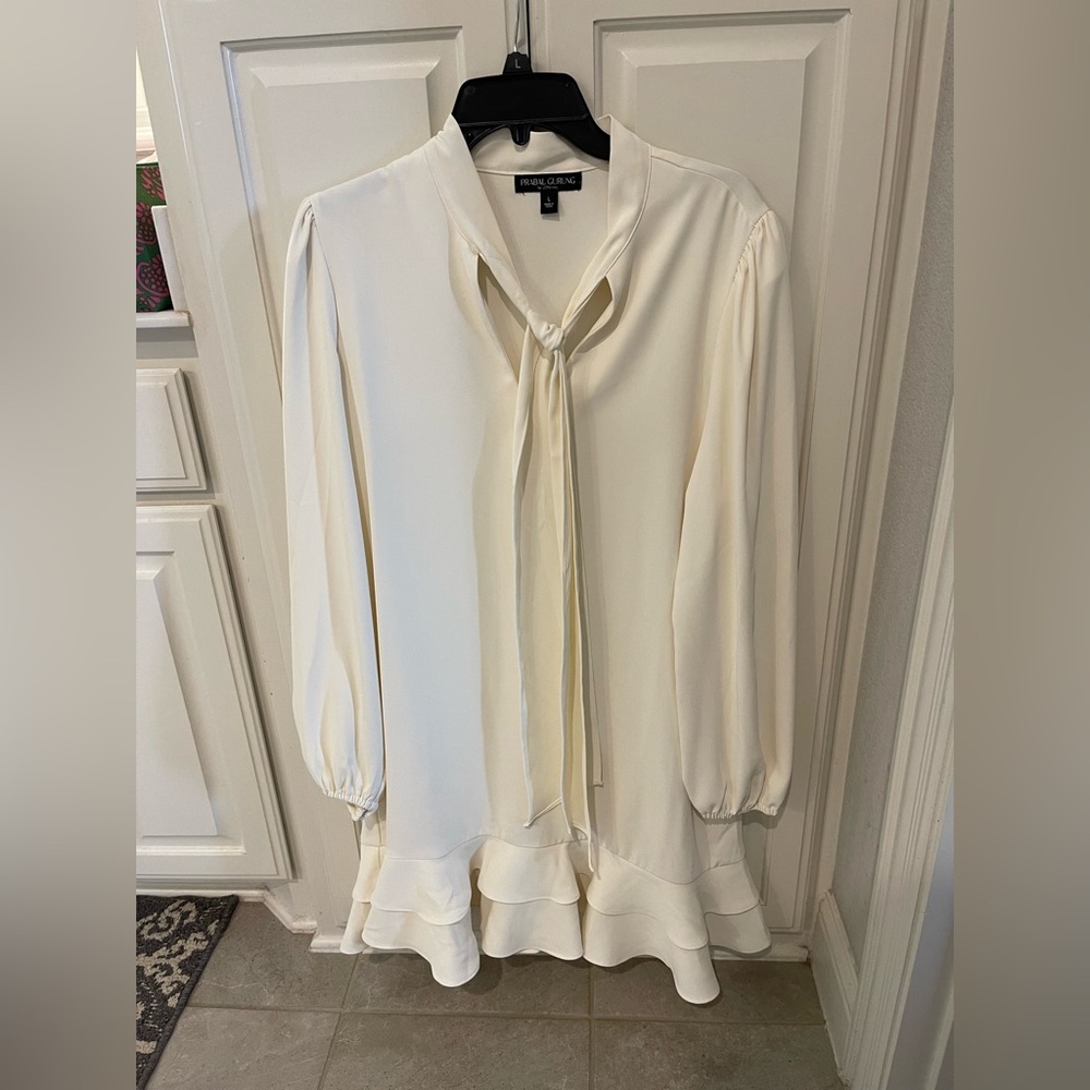 Cream Ruffle Hem Blouse